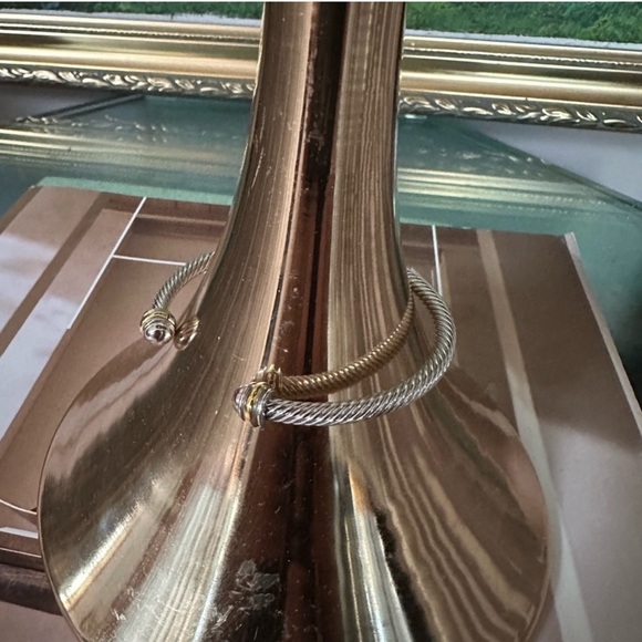 David Yurman Sterling Silver Station 5mm Cuff Bangle Bracelet - Picture 4 of 16